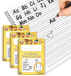 3 Pack Raised Ruled Handwriting Paper Spiral Bound 8.5x11 Inch Raised Lined notebook Writing Practice Writing Paper Kindergarten Practice with ADHD 0.