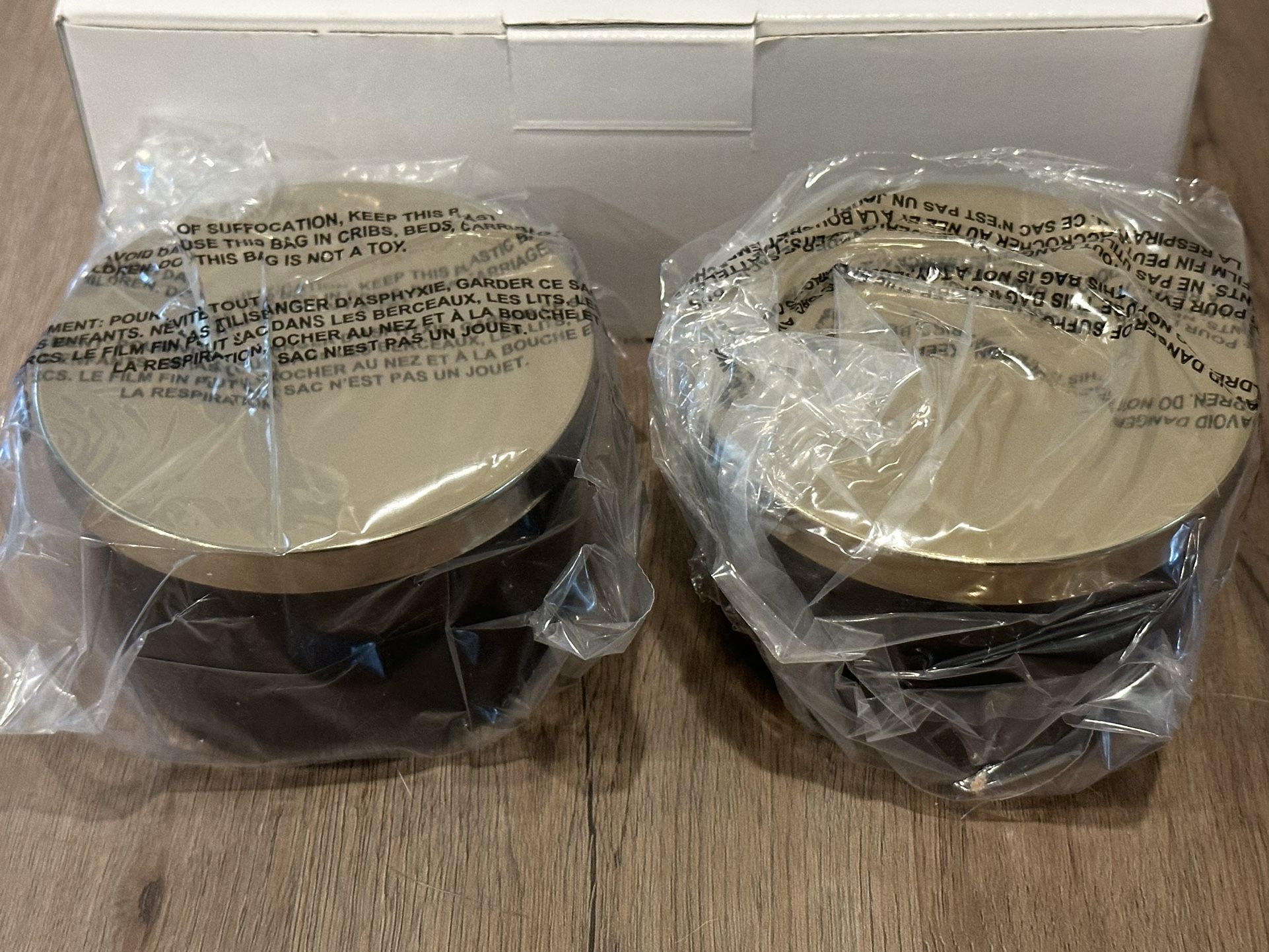 Z Galleries Multi Use Storage Duo Set of 2 Ceramic Canisters Metal Lids, New