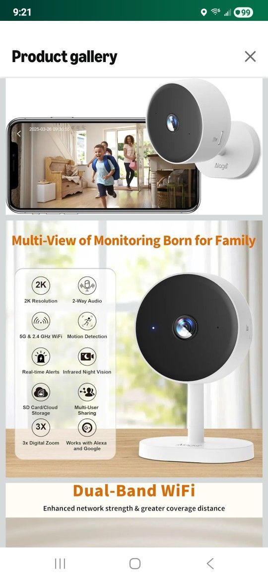 5G & 2.4G 2K Indoor Security Camera
