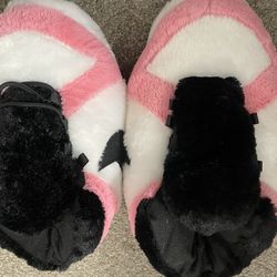 Fluffy plush sneaker slippers