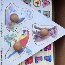 Whole Box Of Wooden Puzzle Pieces 