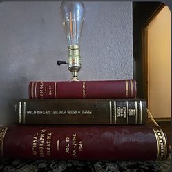 Vintage Classical Book Lamp With Edison Light Bulb