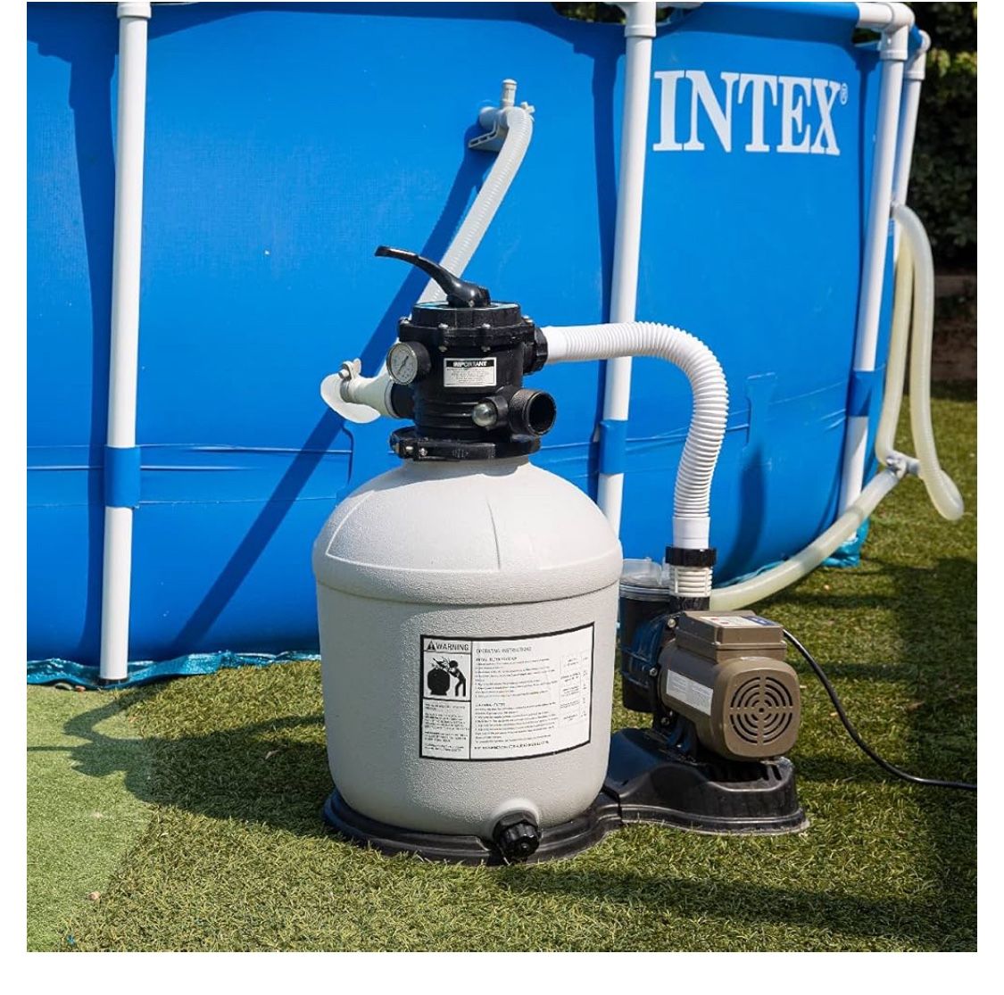 New XtremepowerUS 17” Sand Filter 3/4 HP Pump 3100 GPH Swimming Pumps System & Filters Combo Set Multi-Port Valve, for Domestic and Commercial Pools