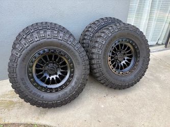 17” INCH LOCK OFF ROAD GRIT MATTE BLACK OFF ROAD WHEELS/RIMS WITH 35” INCH TBB OFFROAD M/T TIRES