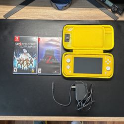 Yellow Nintendo Switch Lite And Accessories