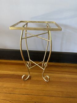 Hand painted gold table stand. Metal stand.