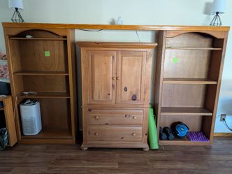 twin bookshelves + armoire set