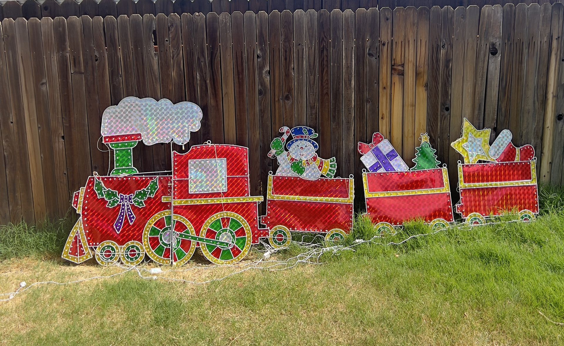 Lighted Christmas Train 150”x 50” Light Motion Speed Control Yard Decor Holographic Large