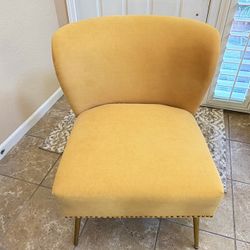 Yellow mustard Gold Studded Velvet Lounge Chair