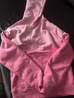 pink distressed acid washed cotton hoodie, size small