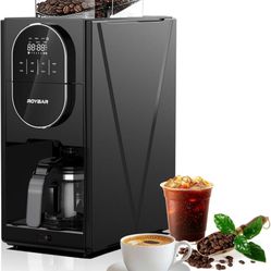 Brand new coffee maker with built-in grinder. Makes both hot and iced coffee (Americano style). Programmable timer for convenience. Includes 22 oz gla