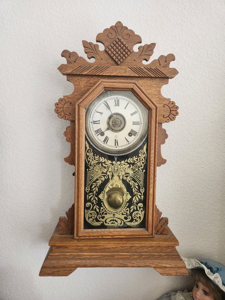 ANTIQUE OAK WALL KITCHEN CLOCK