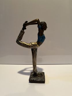 Bronze-Finish Poly-Resin Yoga Figurine 9”H