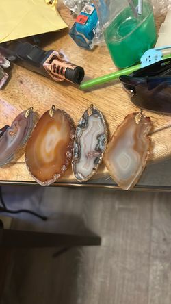 Agate Slice Pendants Set of 4