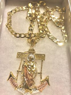 San judas gold plated chains and pendant
