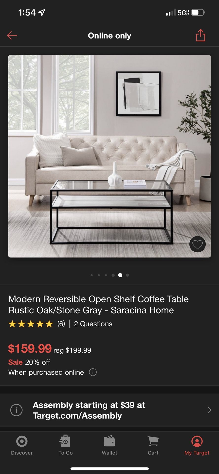 Modern Reversible Open Shelf Coffee Table Rustic Oak/Stone Gray - Saracina Home