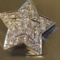 💕 925 Sterling Silver & CZ STAR PIN 