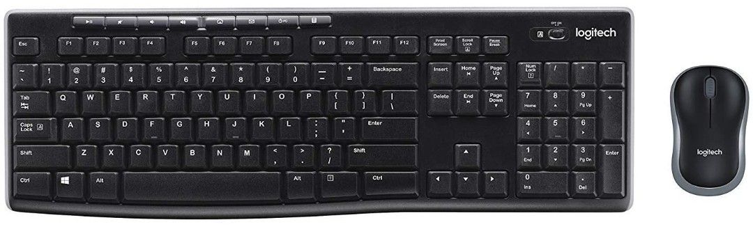 Logitech K270 Wireless Keyboard and M185 Wireless Mouse Combo — Keyboard and Mouse Included, Long Battery Life (Black with Mouse)