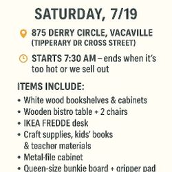 Garage Sale: Furniture, Crafts, Books
