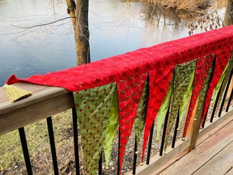 Grandin Road Christmas Mantel Scarf Skirt Bells Sequins Satin Velvet 