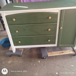 Green and white dresser
