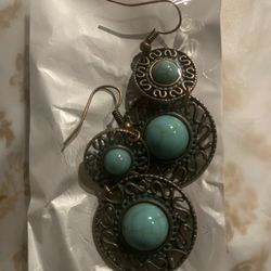 Turquoise & Bronze Earrings $5 Each