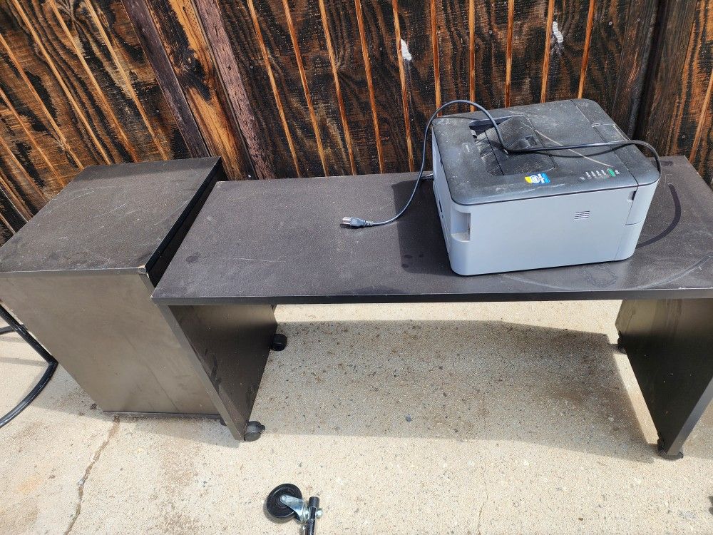 Office Drawer Stand & Side Desk Table All With Wheels With Laser Printer WORKS!!