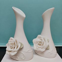 Ceramic Flower And Heart Vases, Set Of 2 