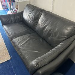 Gray/ Blue Leather Sofa  