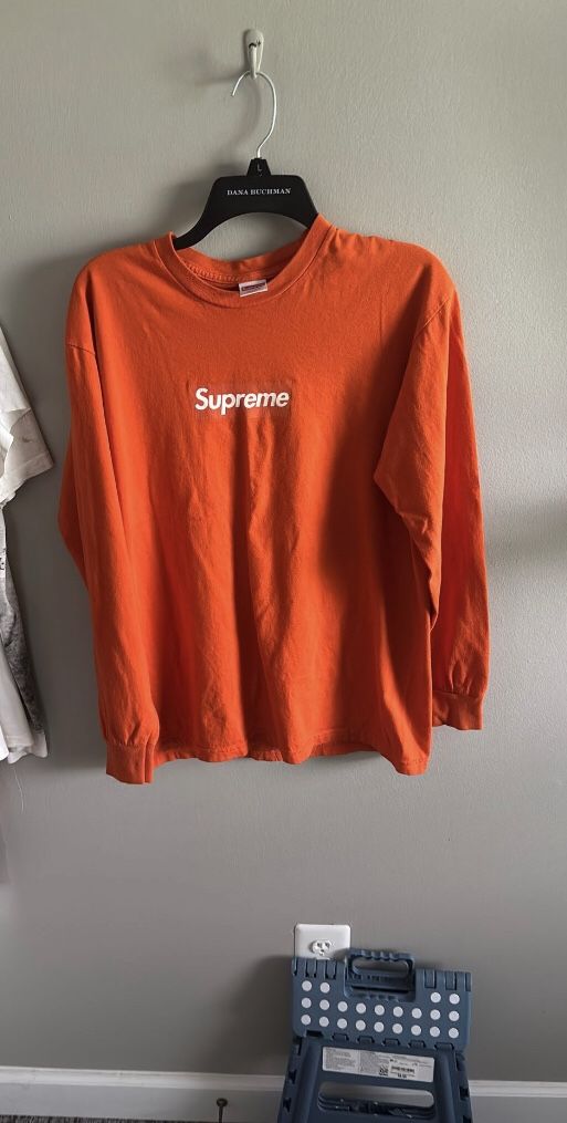 Supreme Orange Long Sleeve Box Logo Authentic