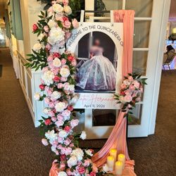 Quinceañera Wedding Floral Welcome Sign