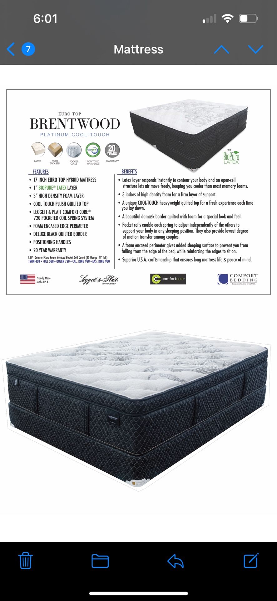 Cal King Mattress, Bed Frame, And Optional Mattress Topper 