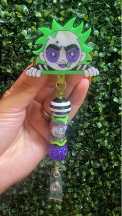 Beetlejuice Beaded Badge Reel
