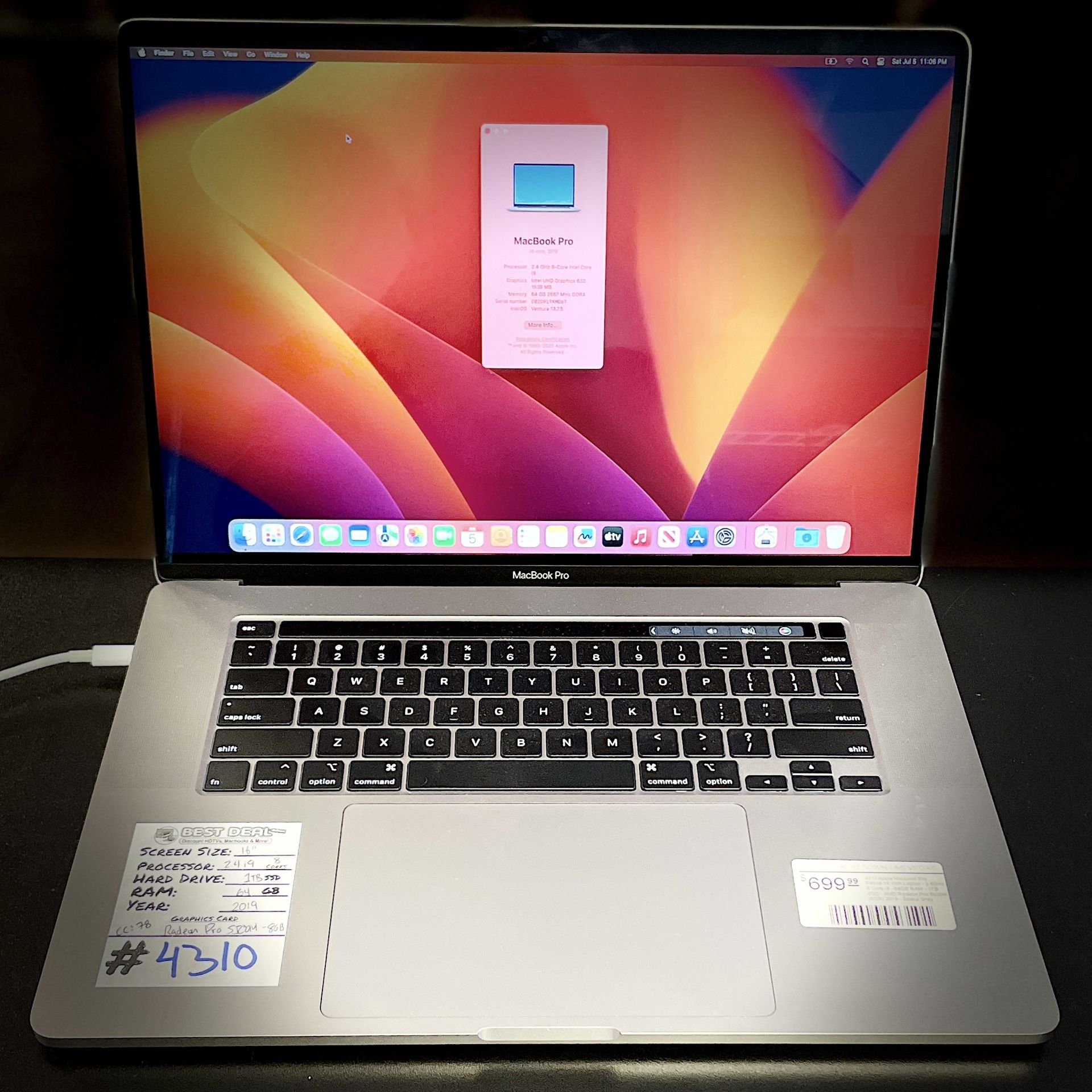 MacBook Pro 16 inch 64GB RAM 1TB SSD 2.4Ghz i9 8 Cores Warranty Included and Financing Available!