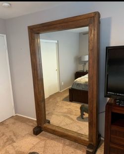 Oversized Rustic Reclaimed Wood Floor Mirror