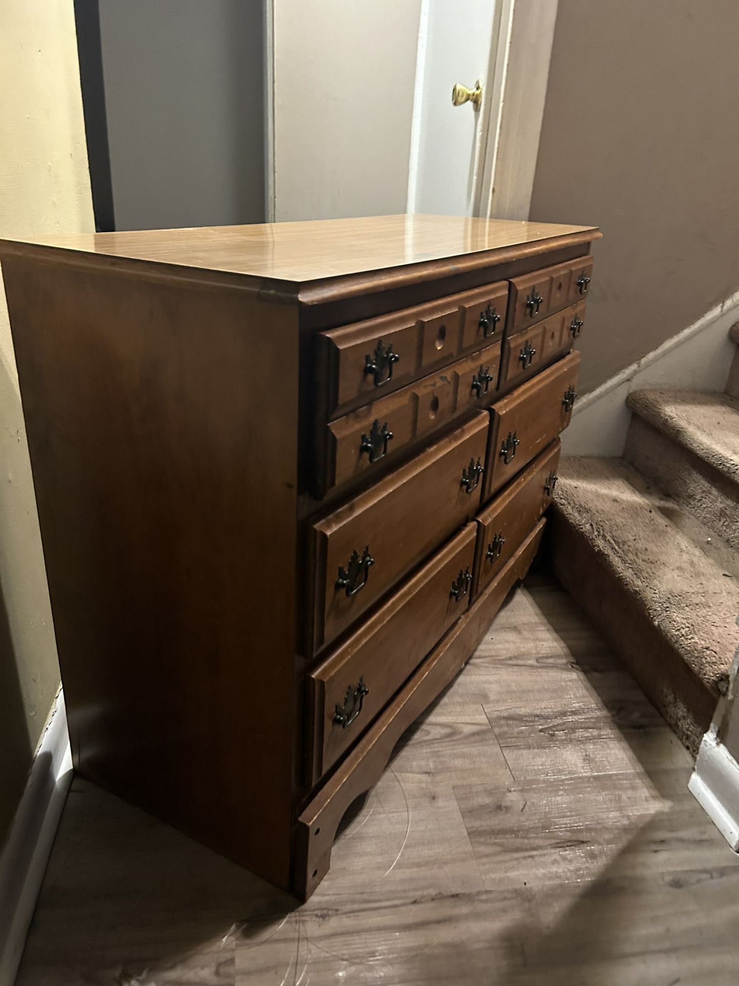 Long Brown Wood Dresser