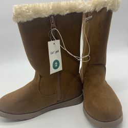 Girls Kameryn Faux Fur Shearling Boots - Cat Jack Dark Chestnut 2