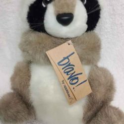 RACCOON VINTAGE APPLAUSE BRAVO RACCOON TAN 13800 JASPER STUFFED ANIMAL PLUSH TOY 10" RARE