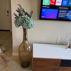3 foot vase with faux flowers