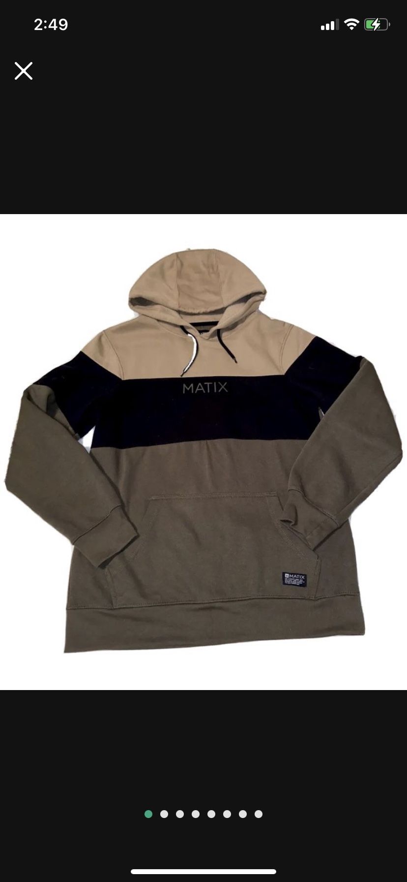 Matix Clothing Color Block Black Brown Tie Hoodie Men Small Tan Green Khaki