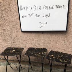  Set Of 3 coffee Tables Wood Top Very Light Foldable 