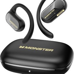 Monster Open Ear AC312 Headphones, Bluetooth 5.4, Wireless Earbuds with ENC Noise-Cancelling Mic, Immersive Stereo Sound by 16mm Large Drivers, Clear 