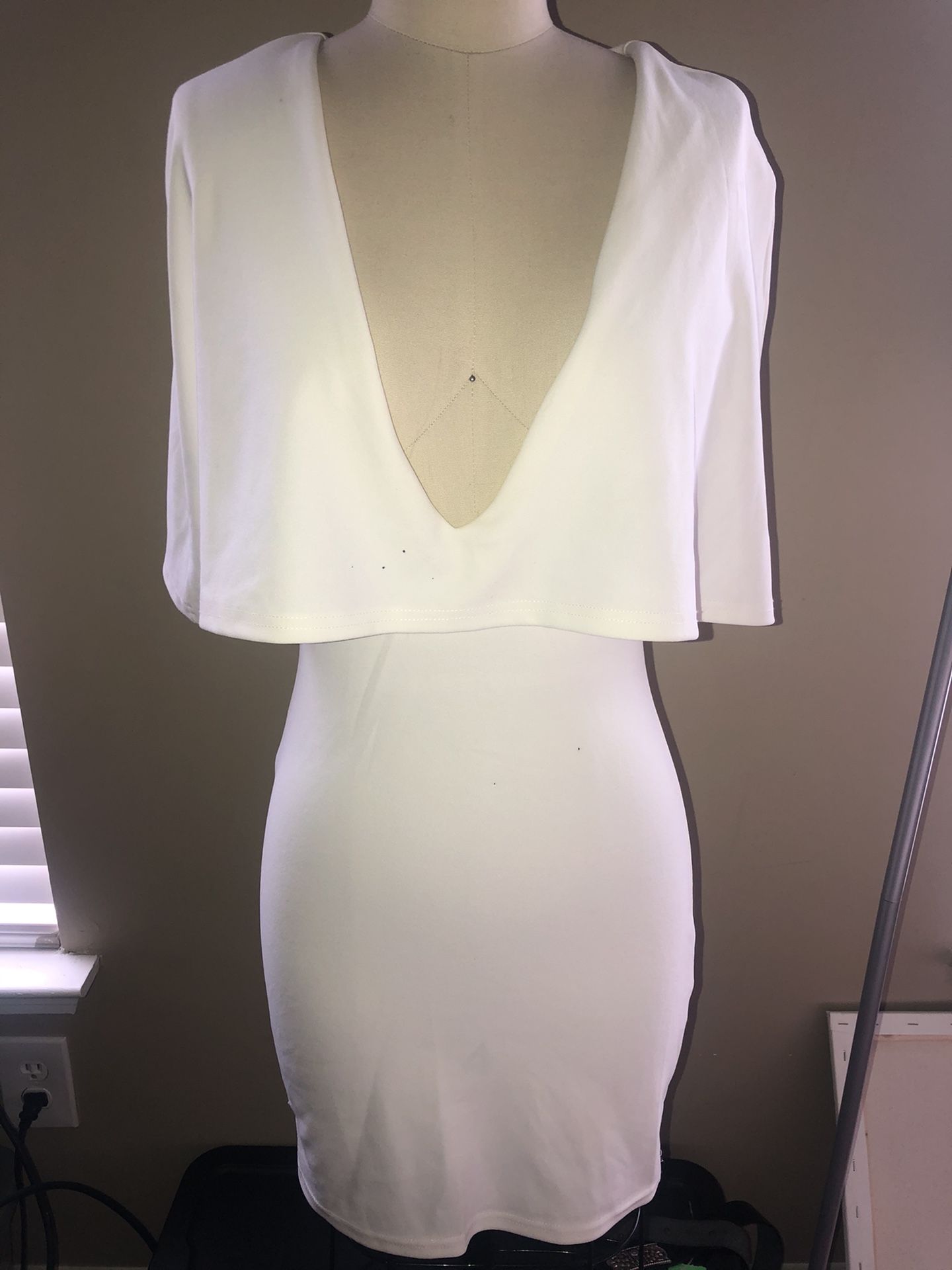 White Caped Dress Small