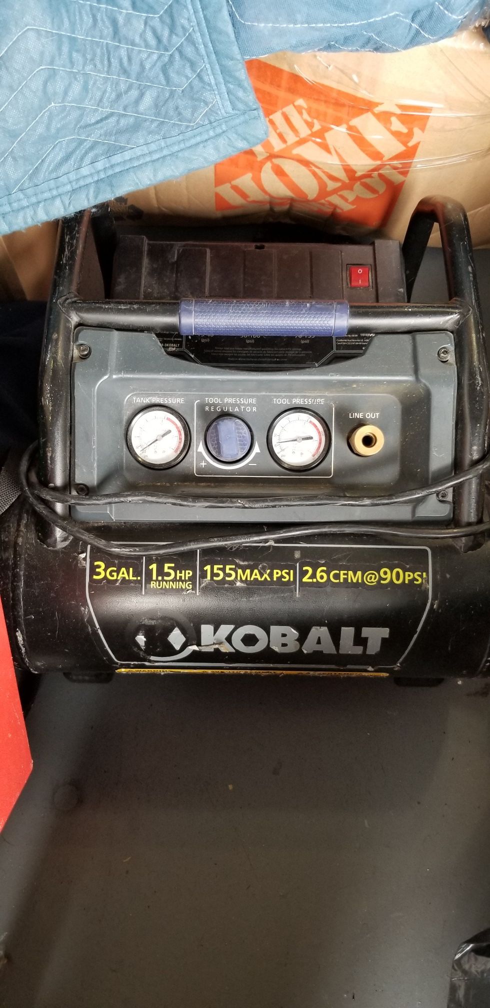 Kobalt 3-Gallon Portable 155-PSI Electric Hot Dog Air Compressor