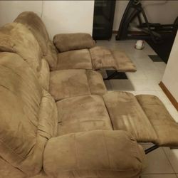 Tan Reclining Sofa Set (2 Piece)