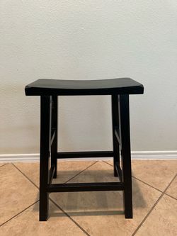 Black Wood Saddle Seat Bar Stool