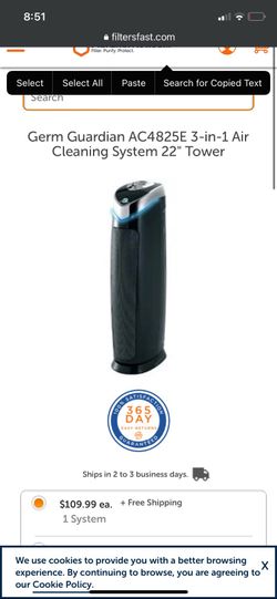 Germ Guardian AC4825E 22" 3-in-1 Air Cleaning System   Works great