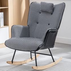 Wingback Glider Rocking Chair with Headrest