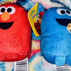 2 SET/ Sesame ST Elmo & Cookie Monster Plush Podpals Stuffed Dolls