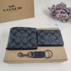 Coach Black and Gray Wallet Set